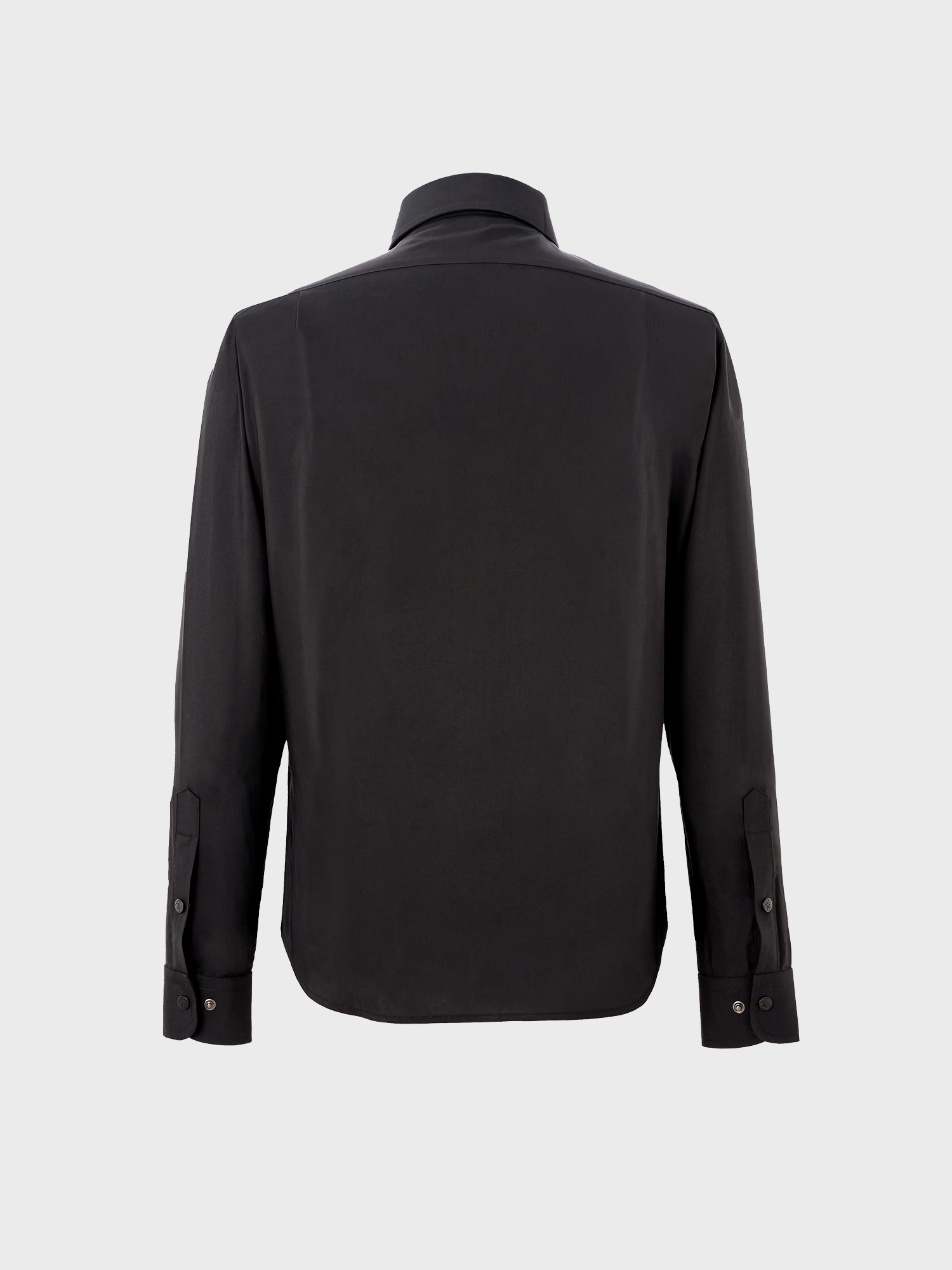 Rear view of a black shirt.