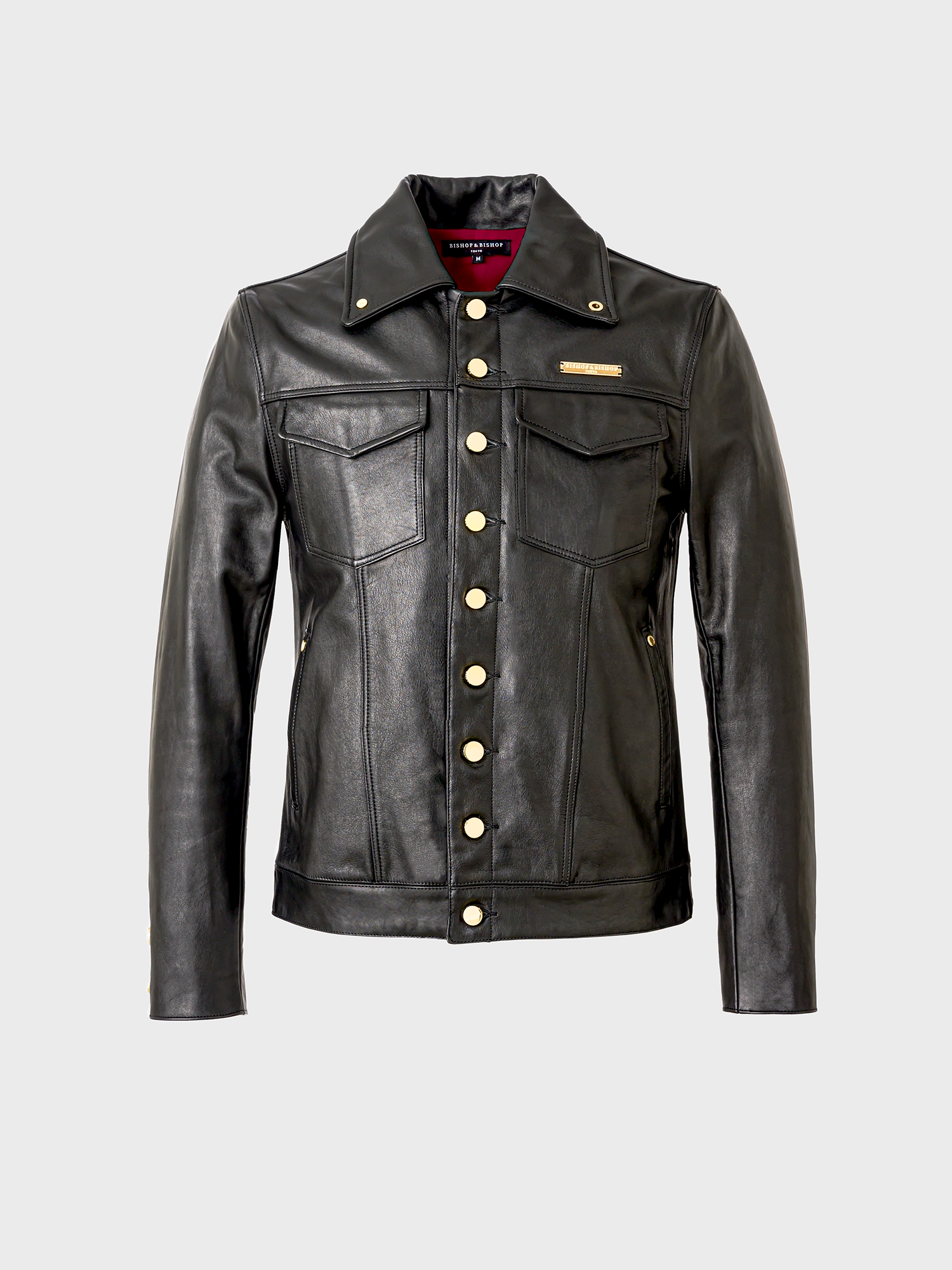 Leather Trucker Jacket – Black with Gold Parts| I Bishop Leather Trucker Jacket – Black with Gold Parts| I Bishop