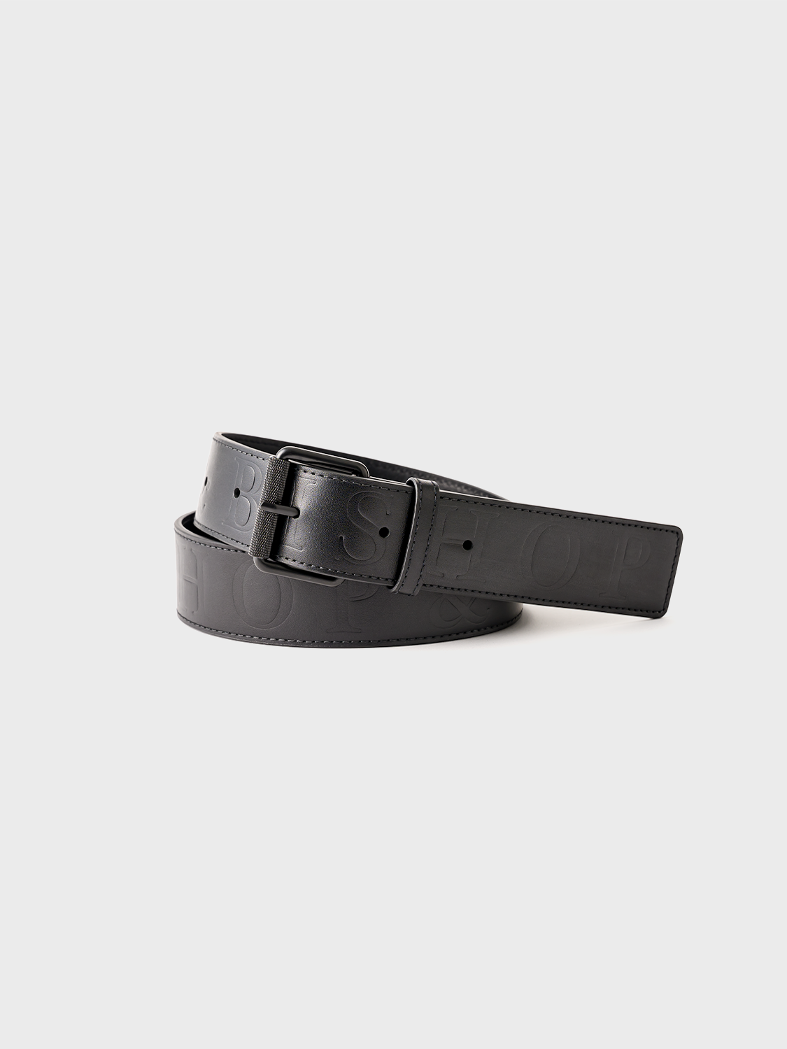 Embossed Leather Belt - Black