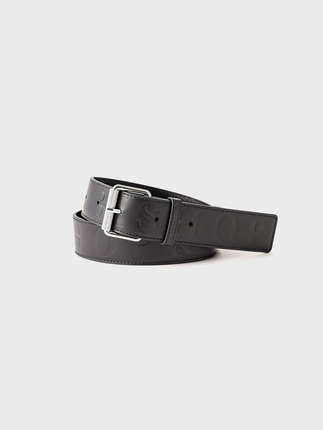 Embossed Leather Belt - Silver