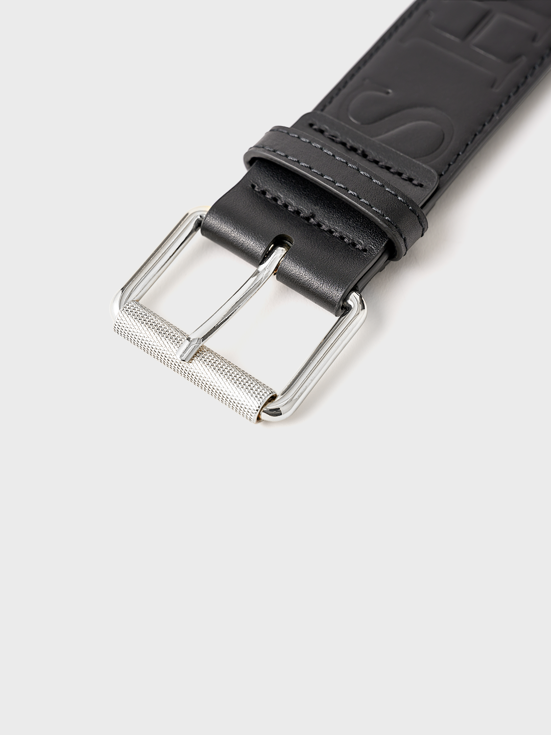 Embossed Leather Belt - Silver