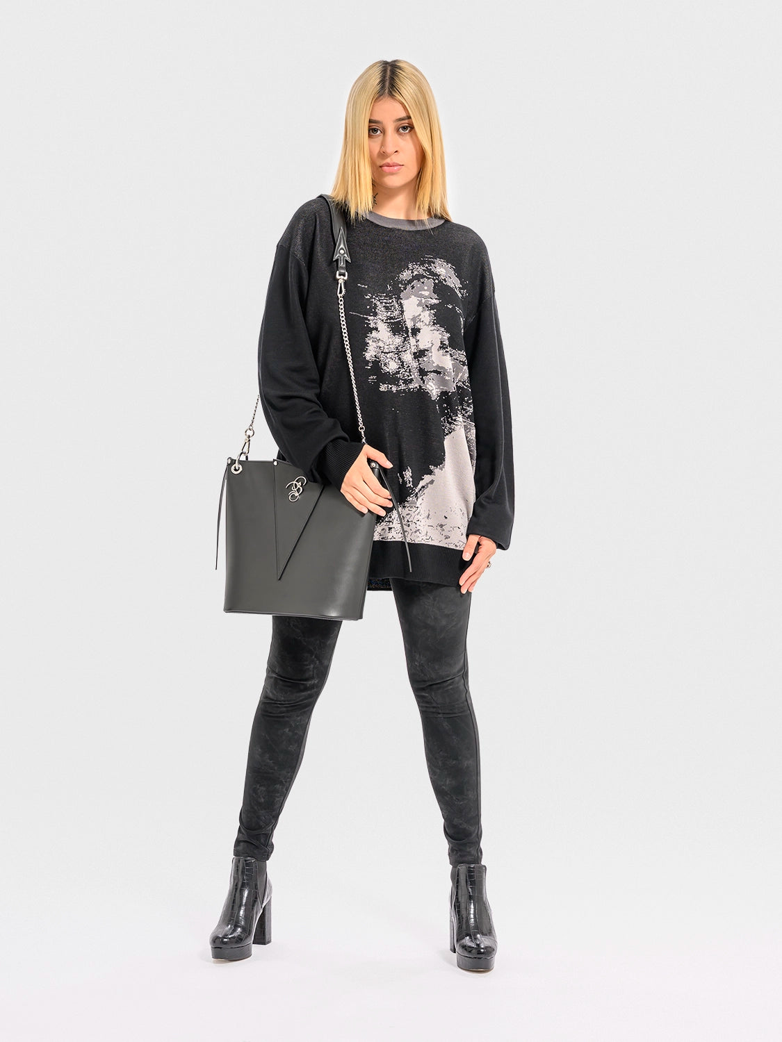 The Tokyo Handbag - Black & Silver