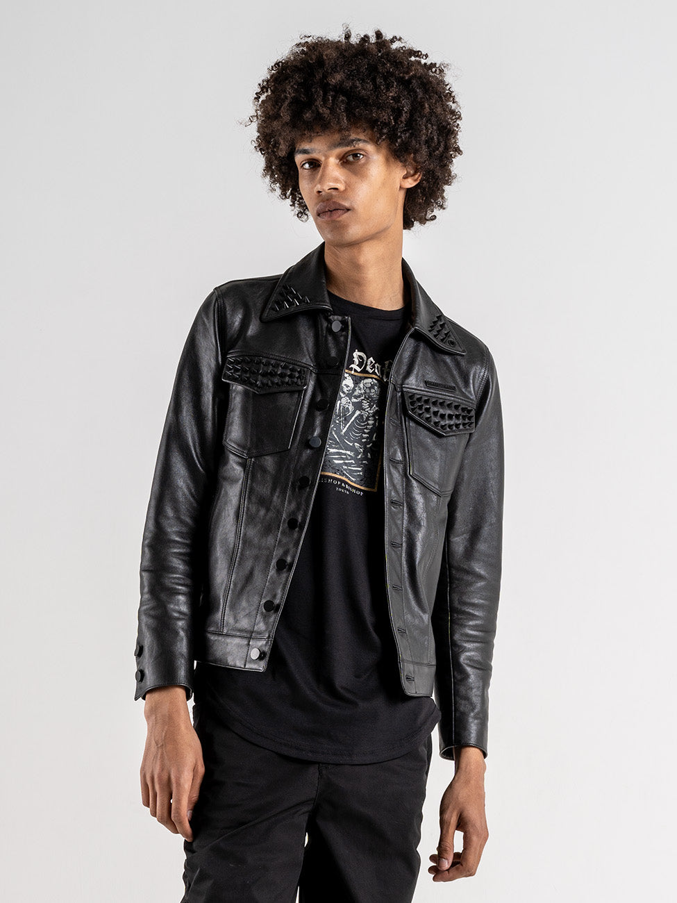 Leather Trucker Jacket – Blackout Edition