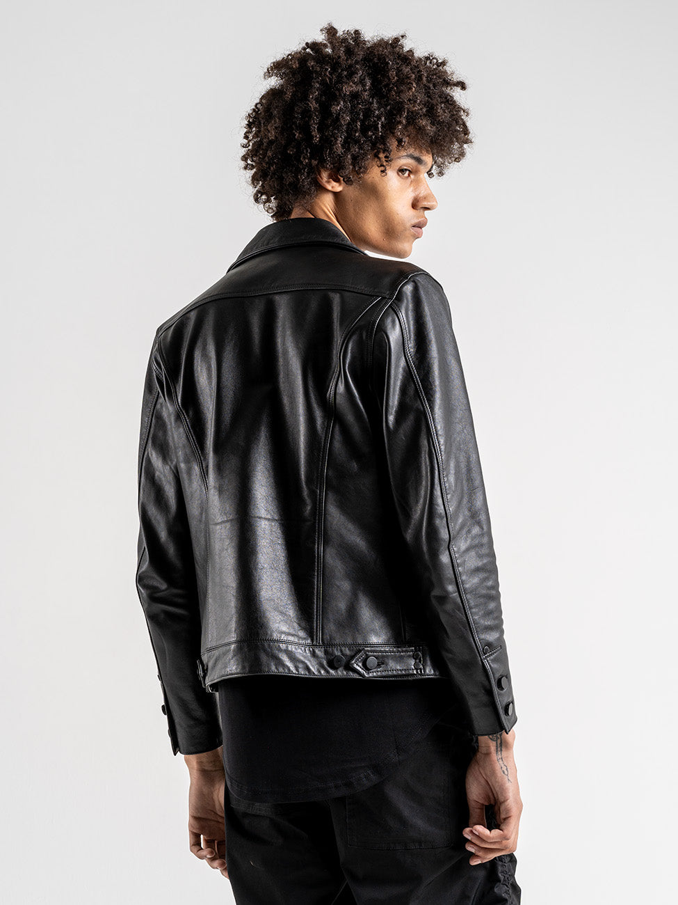 Leather Trucker Jacket – Blackout Edition