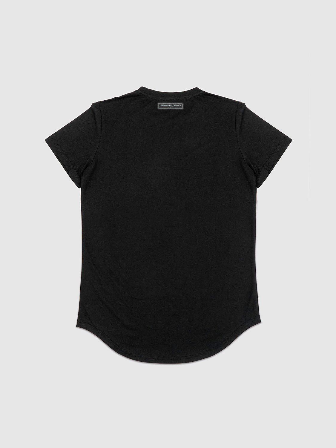 Rear view of the T-shirt showcasing the clean drop-hem cut and soft drape of the fabric.