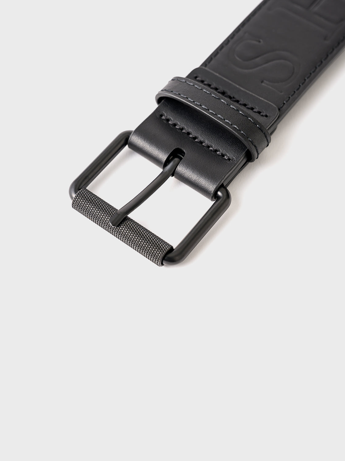 Embossed Leather Belt - Black