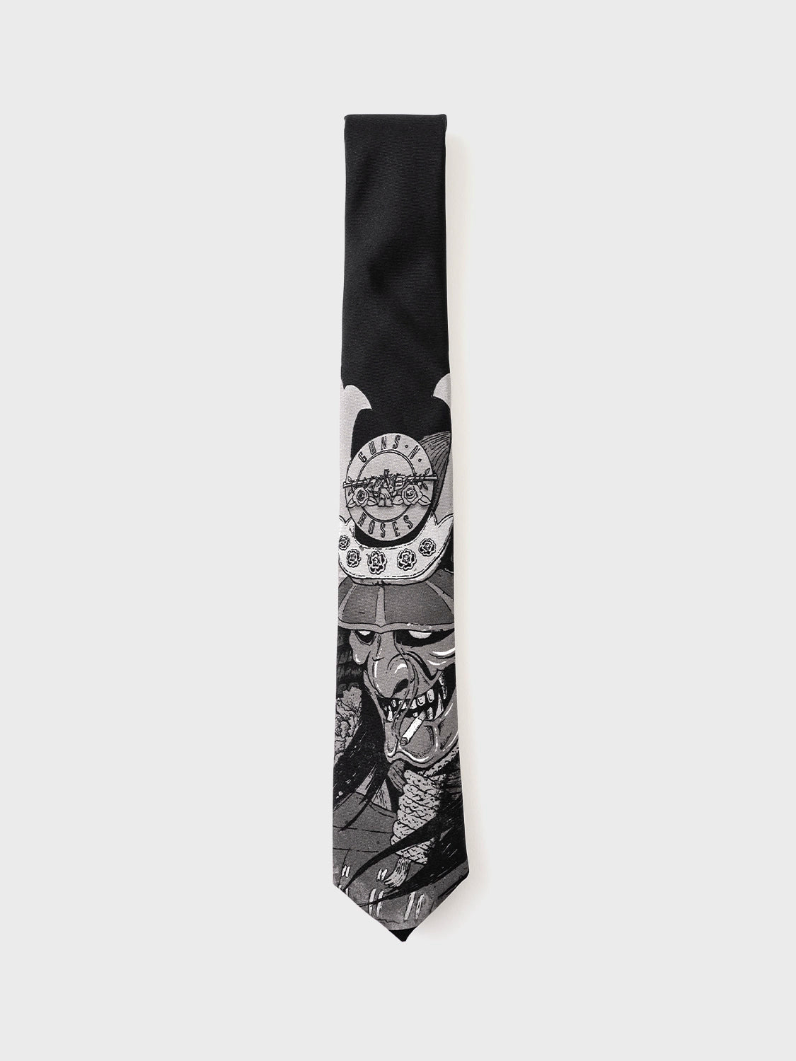 Black tie with skull and crossbones design on a white background