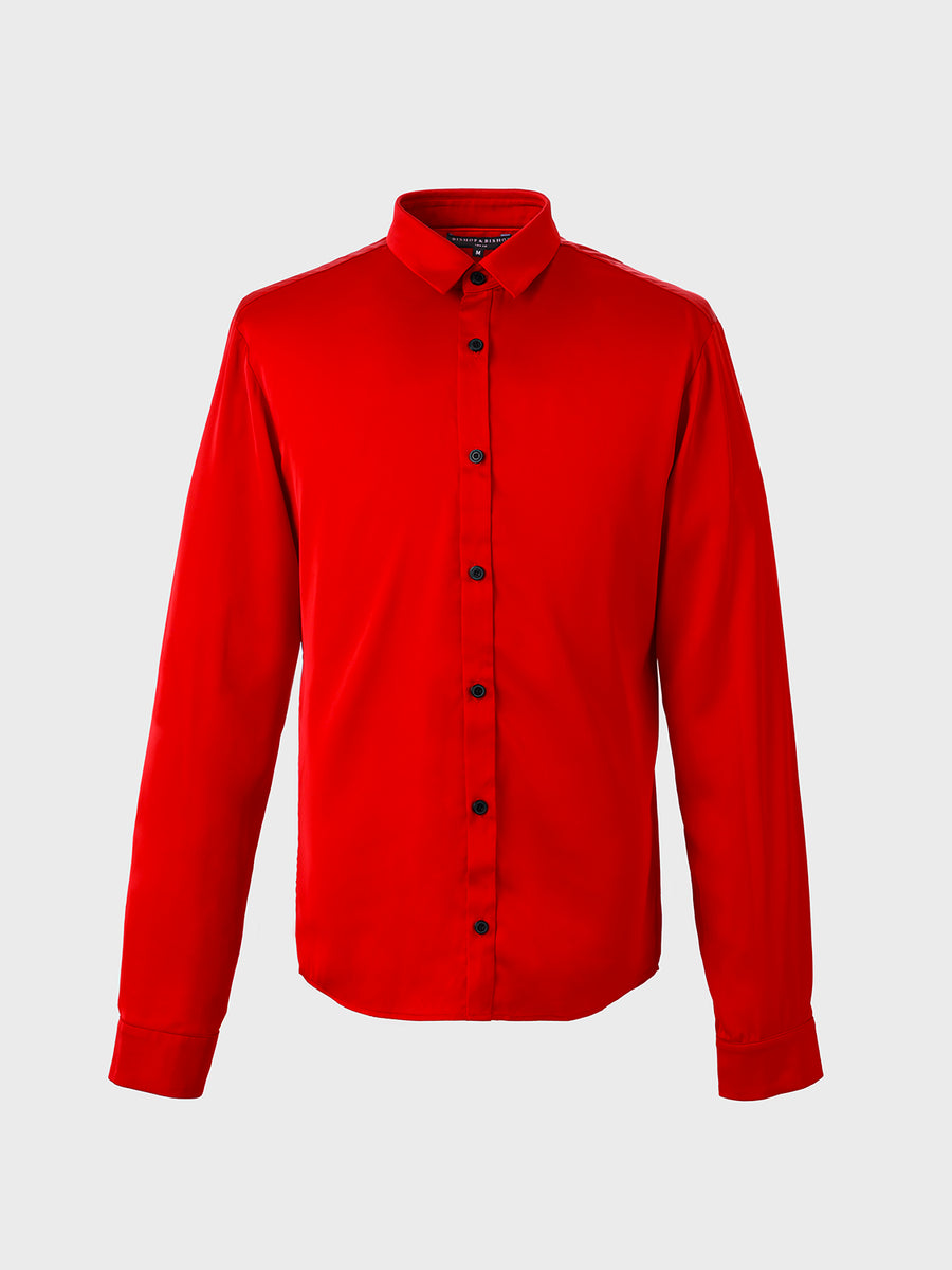 red dress shirt long sleeve Silk Printed Dress Mens formal Weddɪng Guest Misty Starlight Metallic Shift COLOR:Teracota